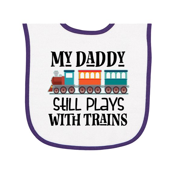Inktastic Daddy Still Plays with Trains Baby Terry Cloth Bib