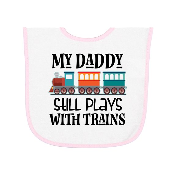 Inktastic Daddy Still Plays with Trains Baby Terry Cloth Bib