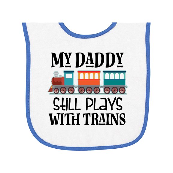 Inktastic Daddy Still Plays with Trains Baby Terry Cloth Bib