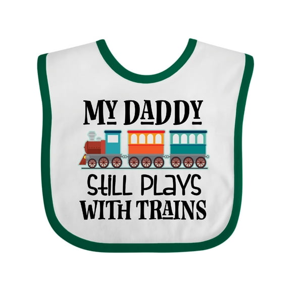 Inktastic Daddy Still Plays with Trains Boys or Girls Baby Bib