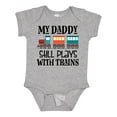 thumbnail image 1 of Inktastic Daddy Still Plays with Trains Boys or Girls Baby Bodysuit, 1 of 5