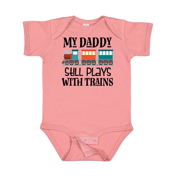 Inktastic Daddy Still Plays with Trains Boys or Girls Baby Bodysuit