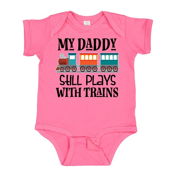 Inktastic Daddy Still Plays with Trains Boys or Girls Baby Bodysuit