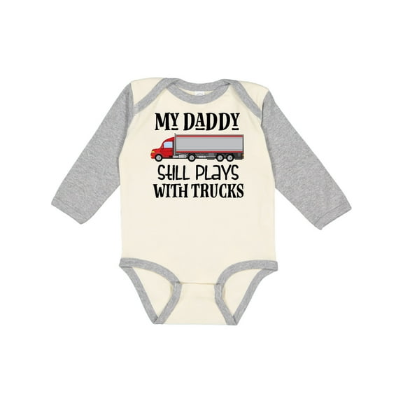 Inktastic Daddy Still Plays with Trucks Boys Long Sleeve Baby Bodysuit
