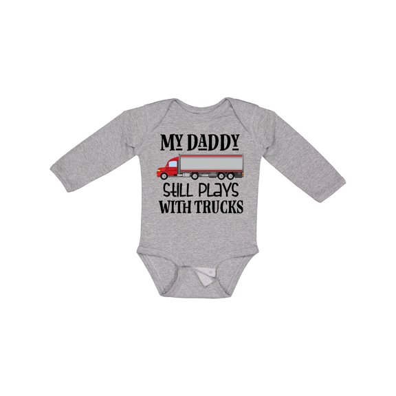 Inktastic Daddy Still Plays with Trucks Boys Long Sleeve Baby Bodysuit