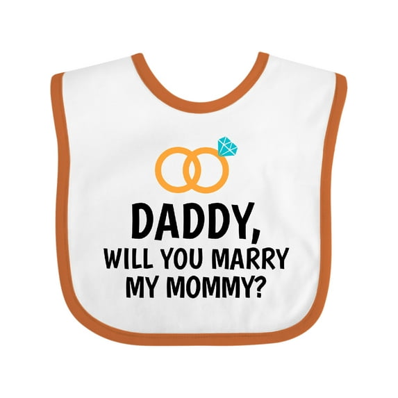 Inktastic Daddy Will You Marry My Mommy with Rings for Proposal Boys or Girls Baby Bib