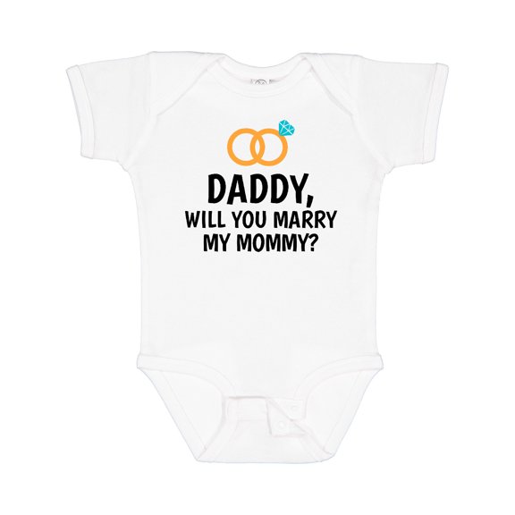 Inktastic Daddy Will You Marry My Mommy with Rings for Proposal Boys or Girls Baby Bodysuit