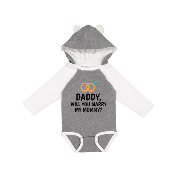 Inktastic Daddy Will You Marry My Mommy with Rings for Proposal Boys or Girls Long Sleeve Baby Bodysuit