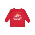 thumbnail image 1 of Inktastic Daddy Will You Marry My Mommy with Rings for Proposal Boys or Girls Long Sleeve Toddler T-Shirt, 1 of 5