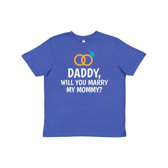 Inktastic Daddy Will You Marry My Mommy with Rings for Proposal Youth T-Shirt