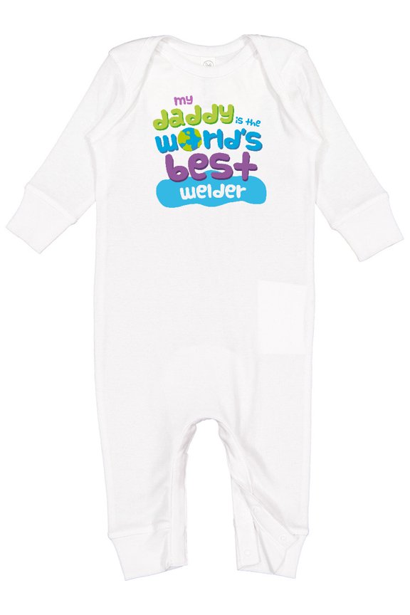 Daddy Worlds Best Welder Baby Romper Coveralls
