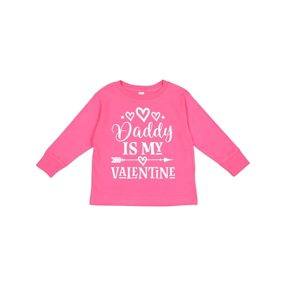 Inktastic Daddy is My Valentine Girls Girls Long Sleeve Toddler T-Shirt