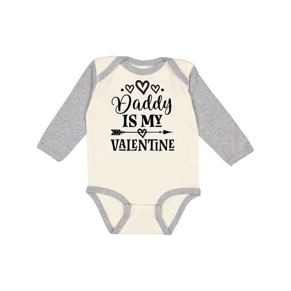 Inktastic Daddy is My Valentine Holiday Girls Long Sleeve Baby Bodysuit