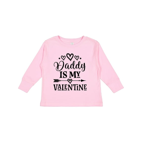 Inktastic Daddy is My Valentine Holiday Girls Long Sleeve Toddler T-Shirt