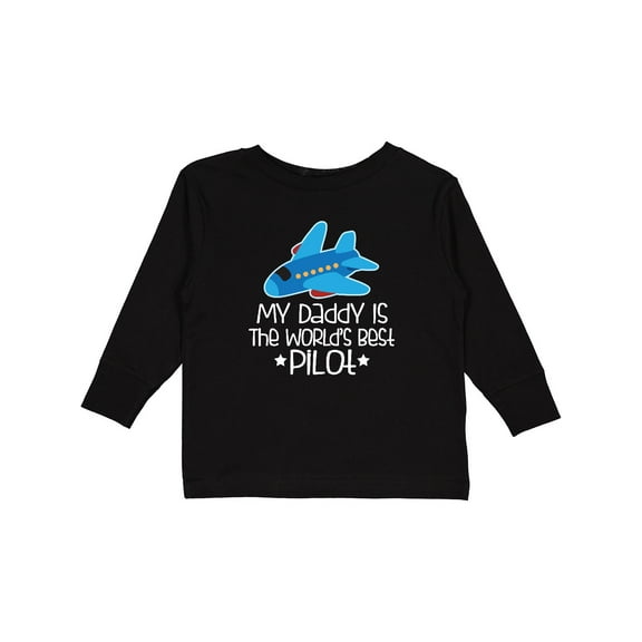 Inktastic Daddy is Worlds Best Pilot Airplane Childs Boys or Girls Long Sleeve Toddler T-Shirt