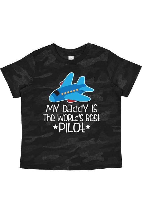 Daddy is Worlds Best Pilot Airplane Childs Boys or Girls Toddler T-Shirt