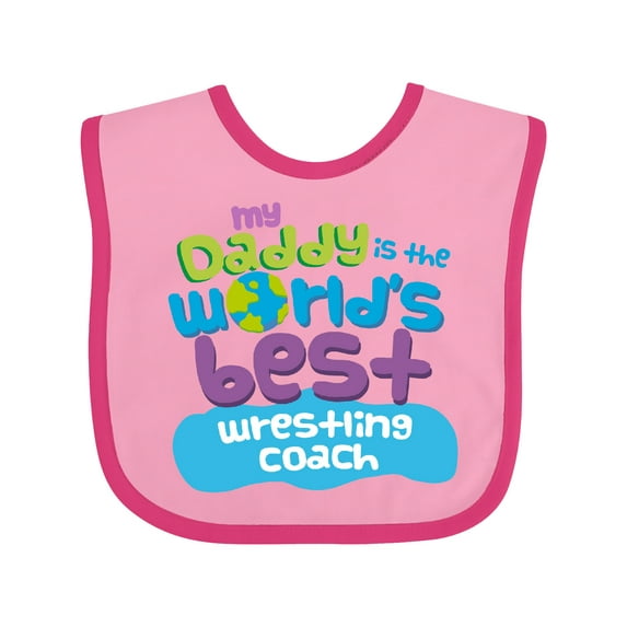Inktastic Daddy is Worlds Best Wrestling Coach Boys or Girls Baby Bib