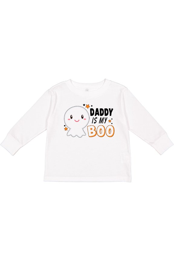 Daddy is my Boo with Cute Ghost Boys or Girls Long Sleeve Toddler T-Shirt