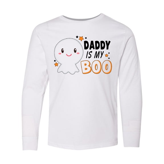 Inktastic Daddy is my Boo with Cute Ghost Long Sleeve Youth T-Shirt