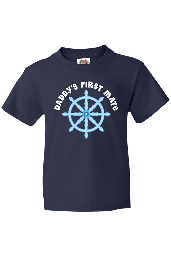 Daddy's First Mate Sailing Nautical Youth T-Shirt