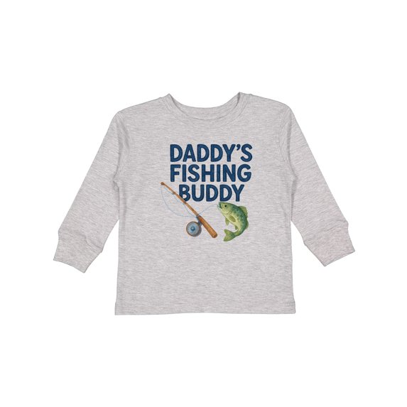 Inktastic Daddy's Fishing Buddy Graphic Boys or Girls Long Sleeve Toddler T-Shirt