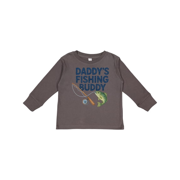 Inktastic Daddy's Fishing Buddy Graphic Boys or Girls Long Sleeve Toddler T-Shirt