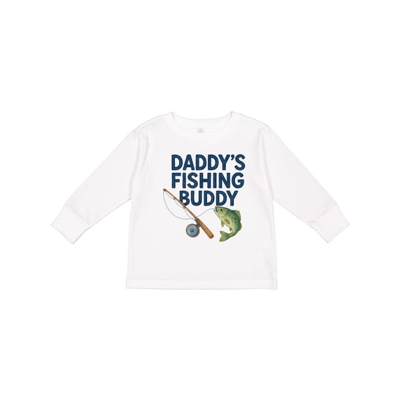 Inktastic Daddy's Fishing Buddy Graphic Boys or Girls Long Sleeve Toddler T-Shirt