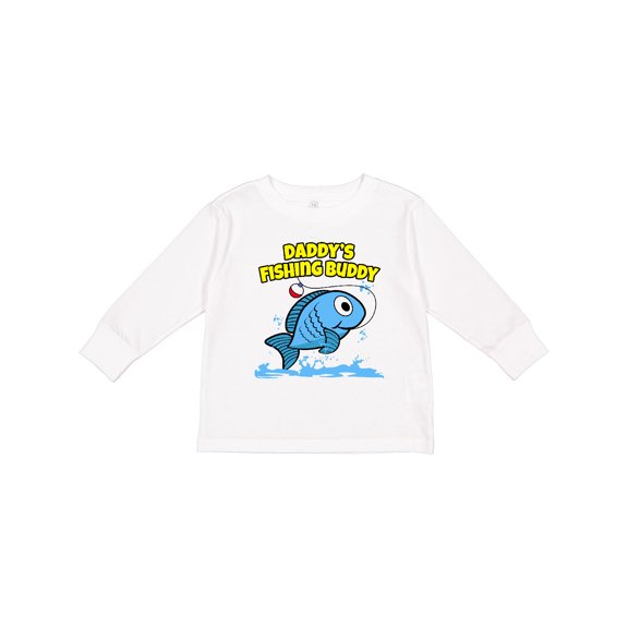 Inktastic Daddy's Fishing Buddy (blue) Boys or Girls Long Sleeve Toddler T-Shirt