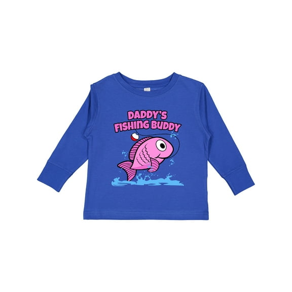 Inktastic Daddy's Fishing Buddy (pink) Boys or Girls Long Sleeve Toddler T-Shirt