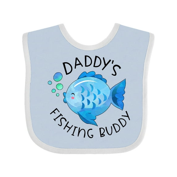 Inktastic Daddy's Fishing Buddy with Cute Blue Fish Boys or Girls Baby Bib
