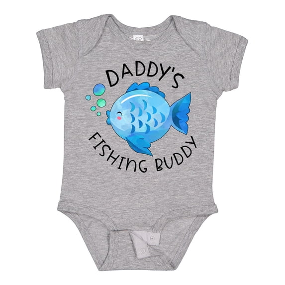 Inktastic Daddy's Fishing Buddy with Cute Blue Fish Boys or Girls Baby Bodysuit