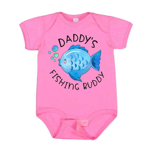 Inktastic Daddy's Fishing Buddy with Cute Blue Fish Boys or Girls Baby Bodysuit