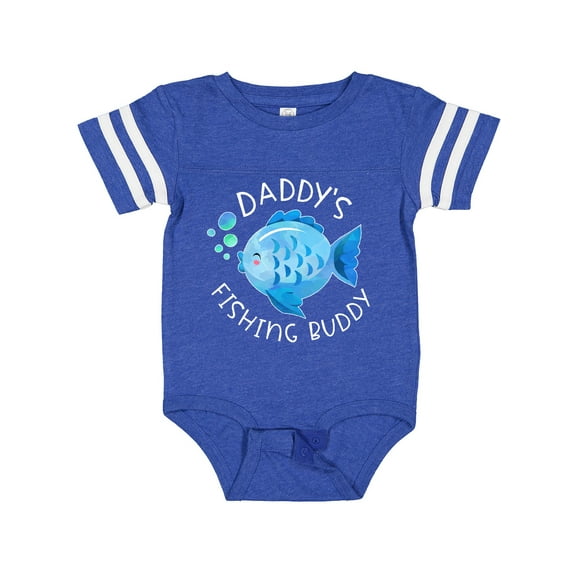 Inktastic Daddy's Fishing Buddy with Cute Blue Fish Boys or Girls Baby Bodysuit