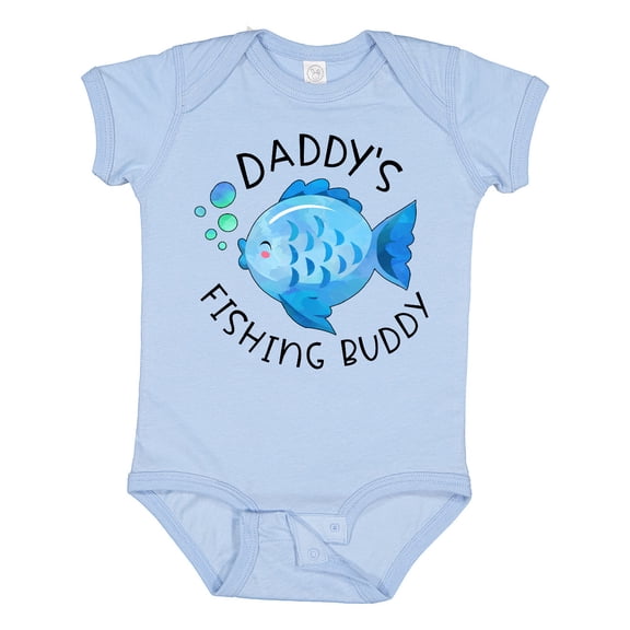 Inktastic Daddy's Fishing Buddy with Cute Blue Fish Boys or Girls Baby Bodysuit