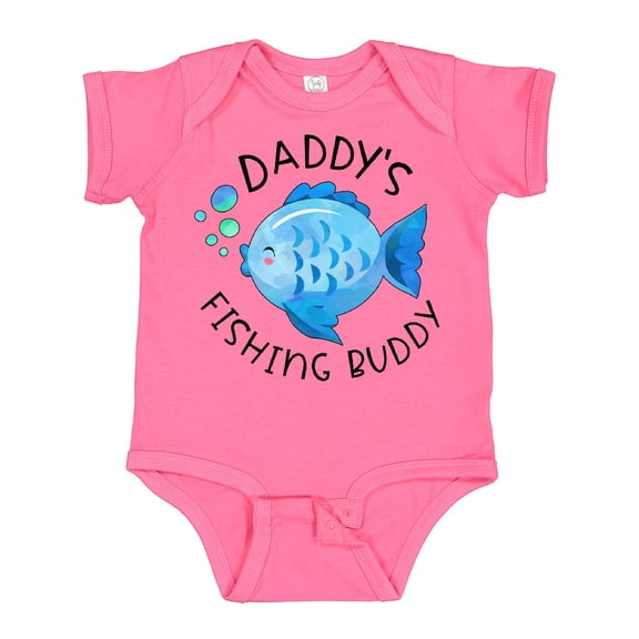 Inktastic Daddy's Fishing Buddy with Cute Blue Fish Boys or Girls Baby Bodysuit