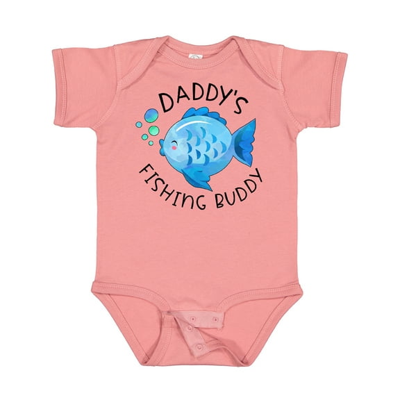 Inktastic Daddy's Fishing Buddy with Cute Blue Fish Boys or Girls Baby Bodysuit