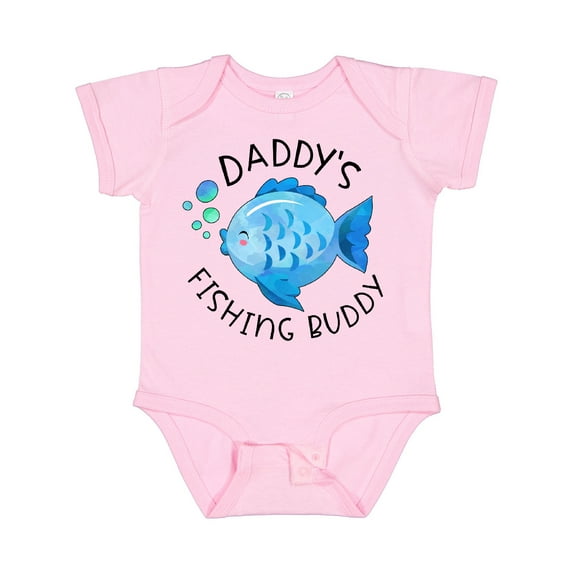 Inktastic Daddy's Fishing Buddy with Cute Blue Fish Boys or Girls Baby Bodysuit