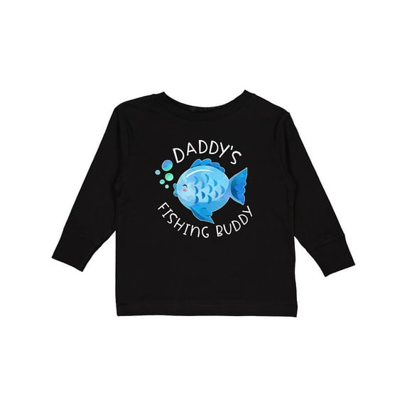 Inktastic Daddy's Fishing Buddy with Cute Blue Fish Boys or Girls Long Sleeve Toddler T-Shirt