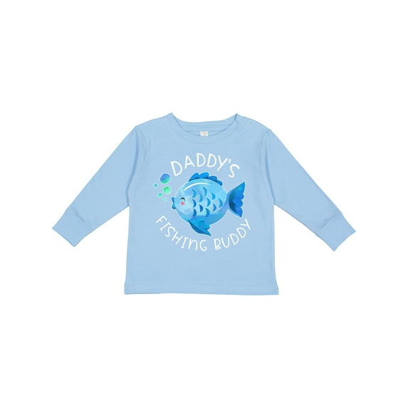Inktastic Daddy's Fishing Buddy with Cute Blue Fish Boys or Girls Long Sleeve Toddler T-Shirt