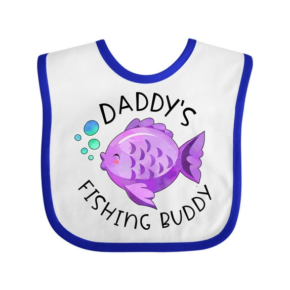 Inktastic Daddy's Fishing Buddy with Cute Purple Fish Boys or Girls Baby Bib