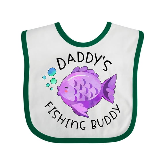 Inktastic Daddy's Fishing Buddy with Cute Purple Fish Boys or Girls Baby Bib