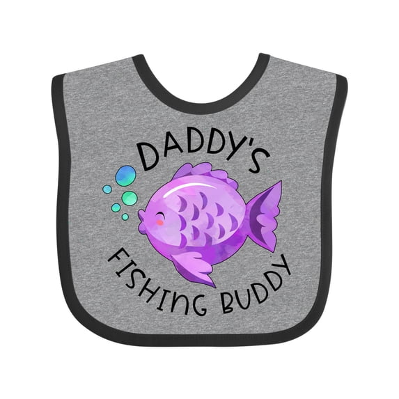 Inktastic Daddy's Fishing Buddy with Cute Purple Fish Boys or Girls Baby Bib