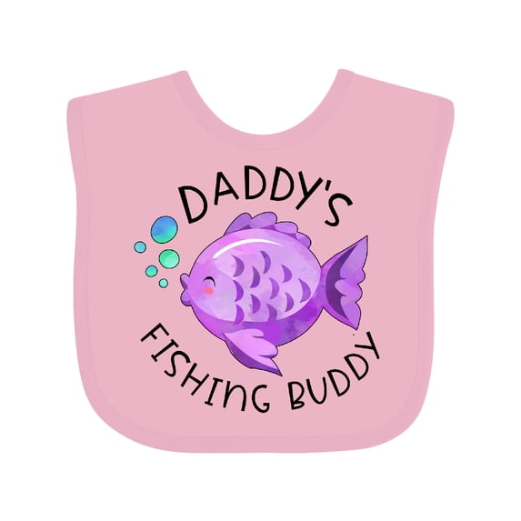 Inktastic Daddy's Fishing Buddy with Cute Purple Fish Boys or Girls Baby Bib