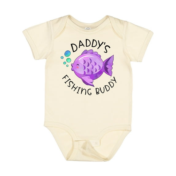 Inktastic Daddy's Fishing Buddy with Cute Purple Fish Boys or Girls Baby Bodysuit