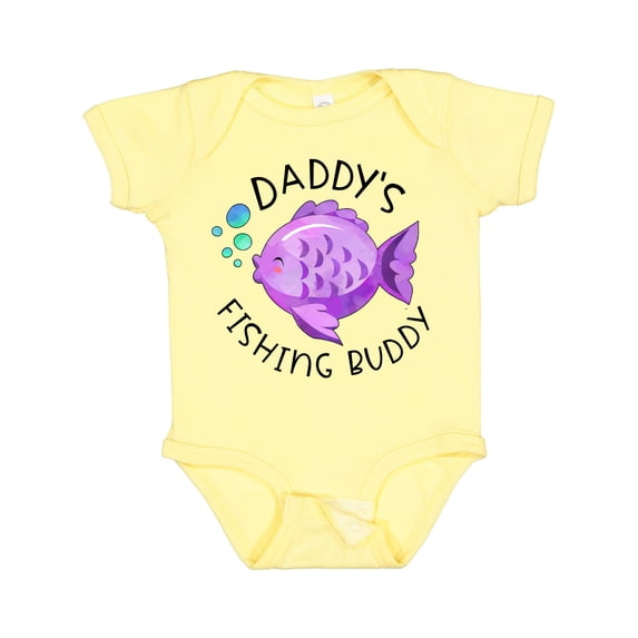 Inktastic Daddy's Fishing Buddy with Cute Purple Fish Boys or Girls Baby Bodysuit