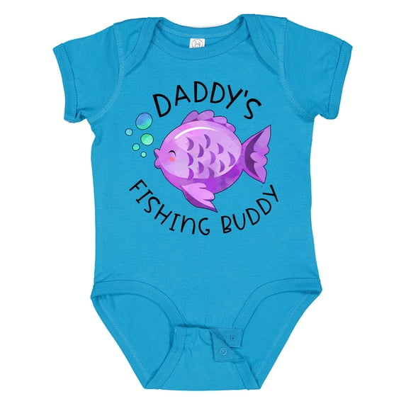 Inktastic Daddy's Fishing Buddy with Cute Purple Fish Boys or Girls Baby Bodysuit