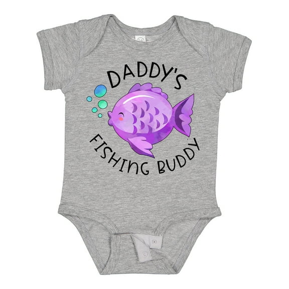 Inktastic Daddy's Fishing Buddy with Cute Purple Fish Boys or Girls Baby Bodysuit