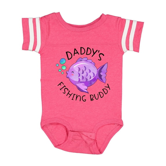 Inktastic Daddy's Fishing Buddy with Cute Purple Fish Boys or Girls Baby Bodysuit