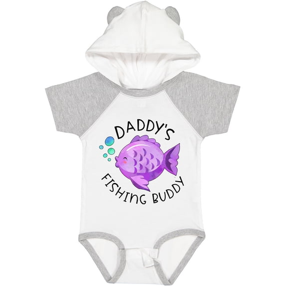 Inktastic Daddy's Fishing Buddy with Cute Purple Fish Boys or Girls Baby Bodysuit