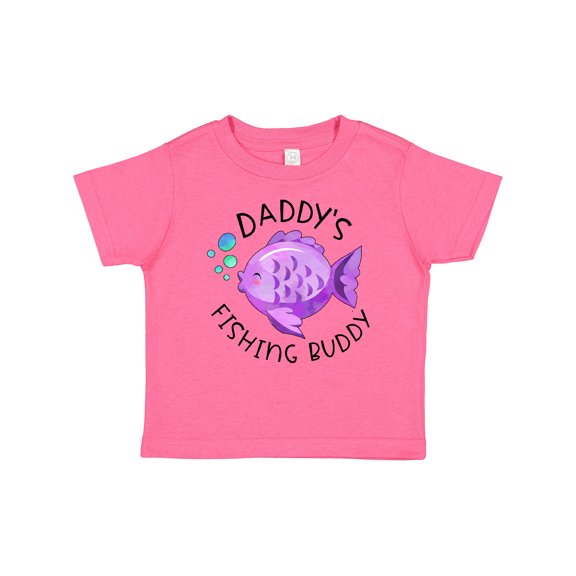 Inktastic Daddy's Fishing Buddy with Cute Purple Fish Boys or Girls Baby T-Shirt